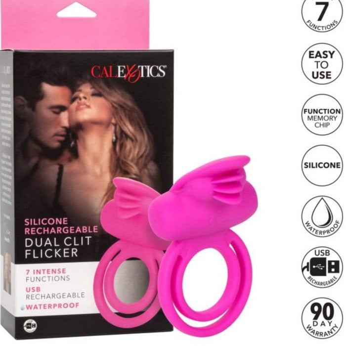 CalExotics Cock Ring Silicone Dual Clit Flicker Cock Ring