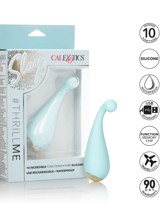 CalExotics Vibrator Slay Thrill Me External Palm Sized Vibrator - Blue