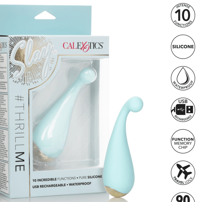 CalExotics Vibrator Slay Thrill Me External Palm Sized Vibrator - Blue