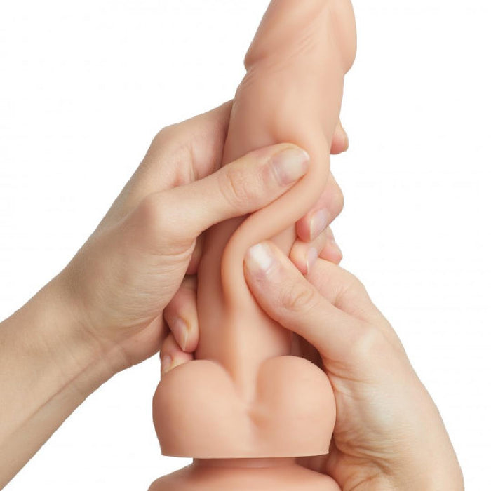 Sliding Skin Realistic Large 7.75 Inch Vanilla Silicone Dildo with Suction Cup