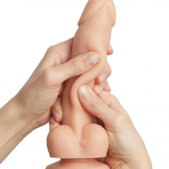 Sliding Skin Realistic X-Large 8 Inch Vanilla Silicone Dildo with Suction Cup