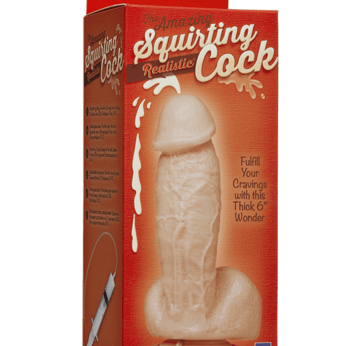 Doc Johnson Dildo Squirting Realistic Cock 7.4 Inch Ejaculating Suction Cup Dildo  - Vanilla