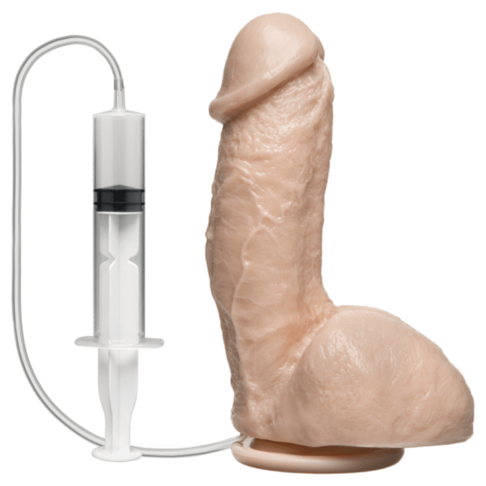 Doc Johnson Dildo Squirting Realistic Cock 7.4 Inch Ejaculating Suction Cup Dildo  - Vanilla