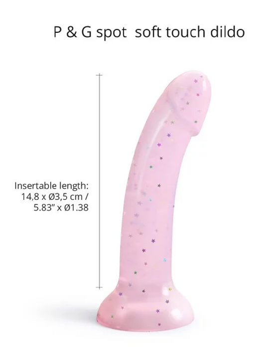 Lovely Planet Dildo Starlight Pink Glitter 7 inch Silicone Dildo