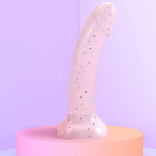 Starlight Pink Glitter 7 inch Silicone Dildo