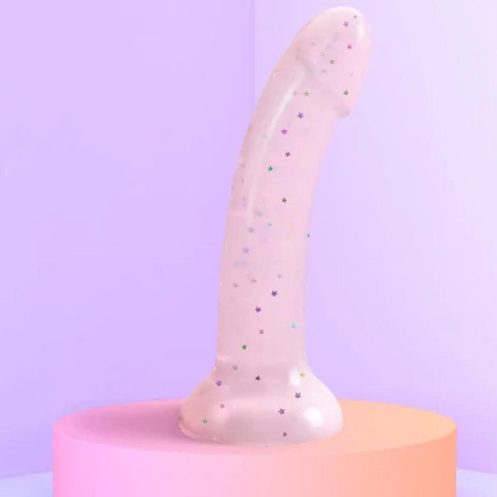 Starlight Pink Glitter 7 inch Silicone Dildo