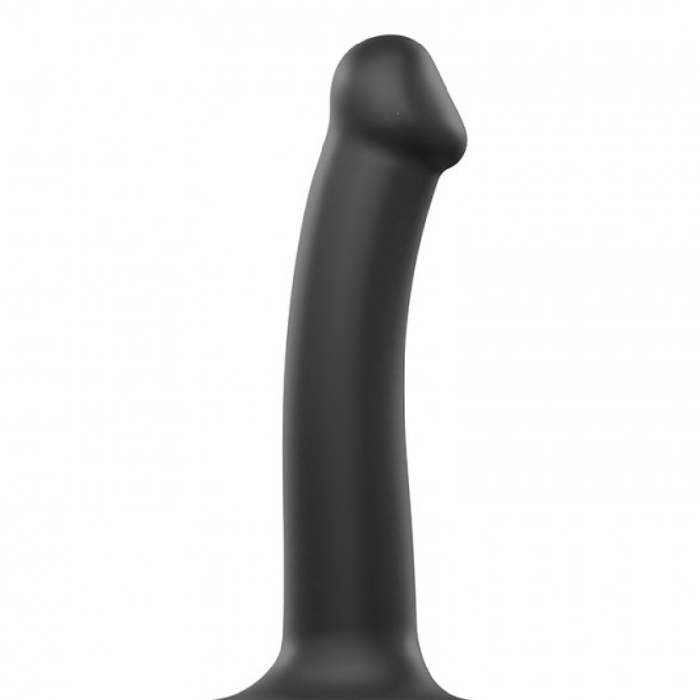 Lovely Planet Dildo Strap-On-Me Semi-Realistic Medium Silicone Dildo - Black