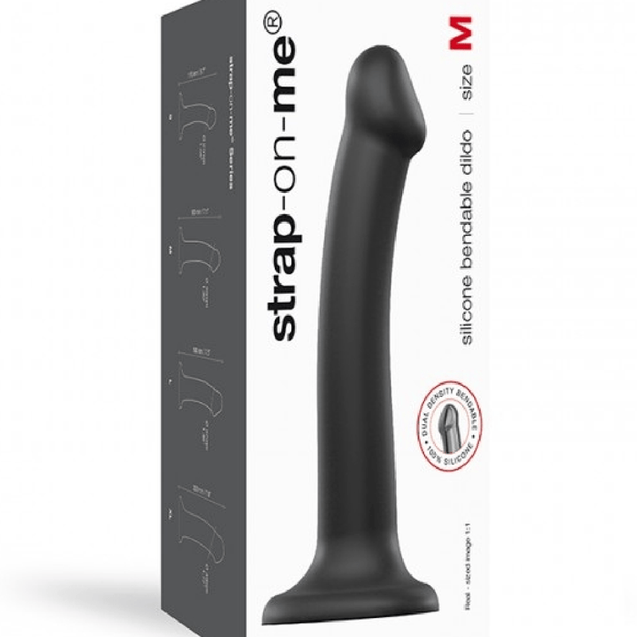 Strap On Me Dildo Strap-On-Me Semi-Realistic Medium Silicone Dildo - Black