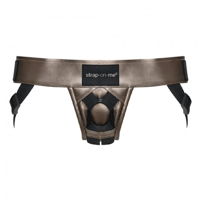Strap-on-Me Curious Leatherette Harness - Gold