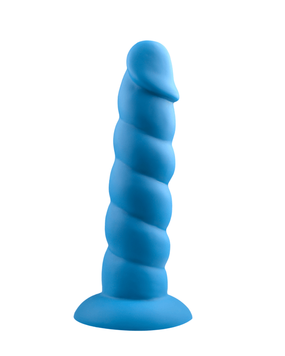 Rock Candy Dildo Suga Daddy 7 Inch Swirled Blue Silicone Dildo