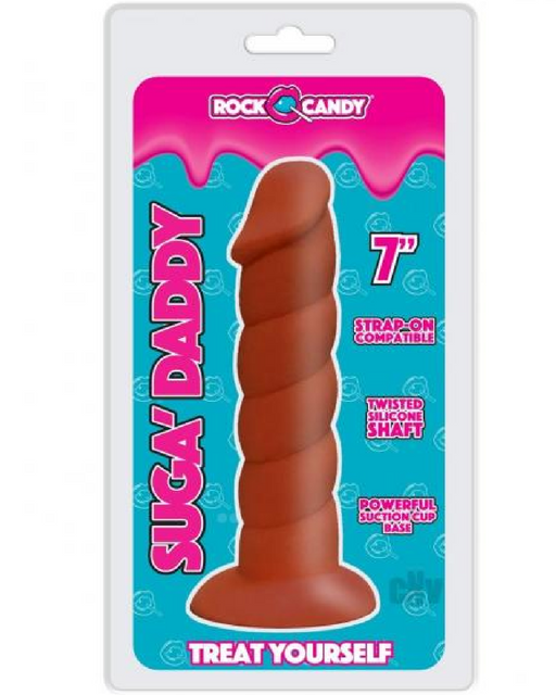 Rock Candy Dildo Suga Daddy 7 Inch Swirled Chocolate Silicone Dildo