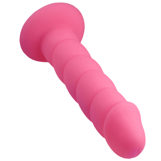 Rock Candy Dildo Suga Daddy 8 Inch Swirled Pink Silicone Dildo