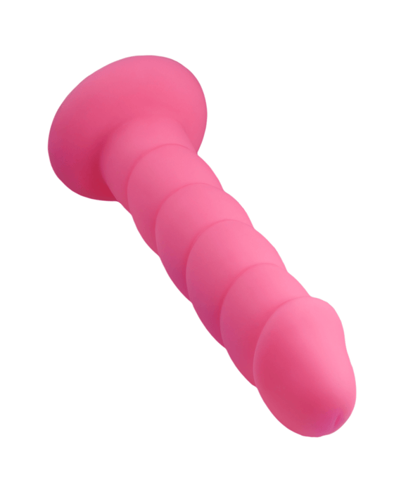 Rock Candy Dildo Suga Daddy 8 Inch Swirled Pink Silicone Dildo