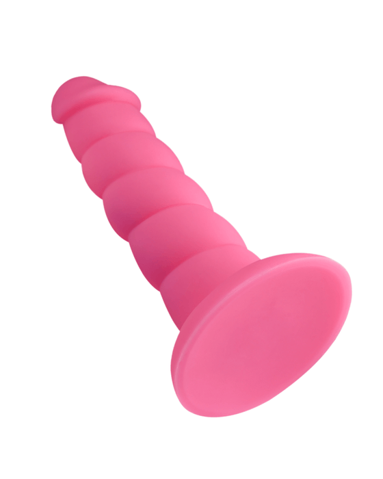 Rock Candy Dildo Suga Daddy 8 Inch Swirled Pink Silicone Dildo