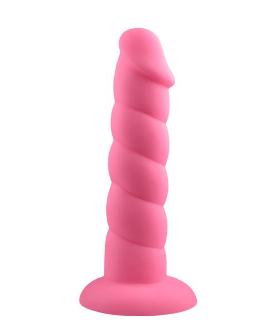 Rock Candy Dildo Suga Daddy 8 Inch Swirled Pink Silicone Dildo