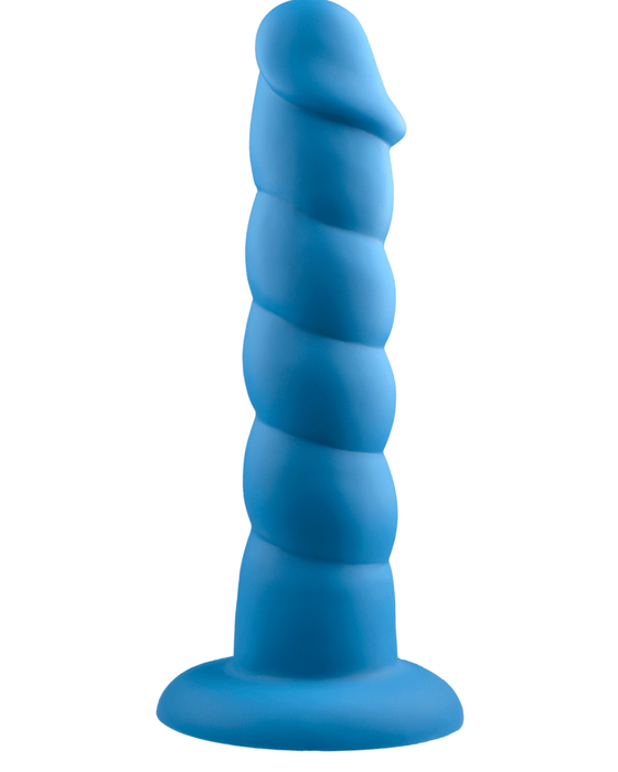 Rock Candy Dildo Suga Daddy 9.5 Inch Swirled Blue Silicone Dildo