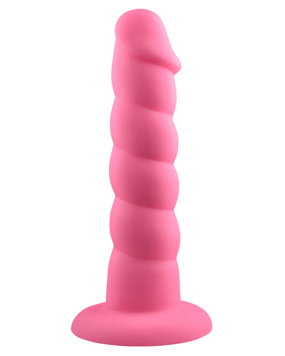 Rock Candy Dildo Suga Daddy 9.5 Inch Swirled Pink Silicone Dildo