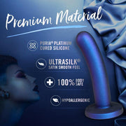 Experience unparalleled comfort and safety with the Surrender Intermediate 5.75 Inch Silicone Beginner & Pegging Dildo by Blush. Crafted from PURIA™ platinum cured silicone for exceptional durability, it offers a luxurious ULTRASILK® satin smooth feel that is 100% body safe and hypoallergenic. With its elegantly stylized profile set against a soothing blue background, this design is ideal for adventurous experiences, including pegging play.
