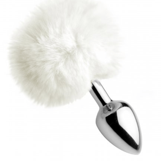 XR Brands Butt Plug TAILZ White Fluffy Bunny Tail Anal Plug