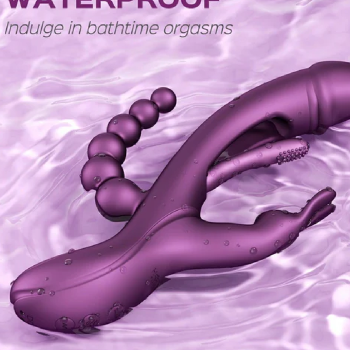 TRILUX App-Controlled Kinky Finger Rabbit Vibrator with Anal Beads - Purple