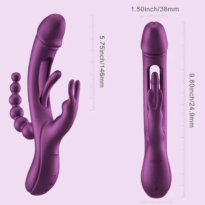 TRILUX App-Controlled Kinky Finger Rabbit Vibrator with Anal Beads - Purple