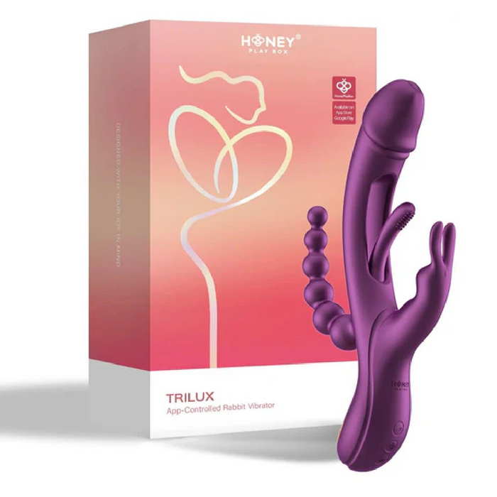 TRILUX App-Controlled Kinky Finger Rabbit Vibrator with Anal Beads - Purple