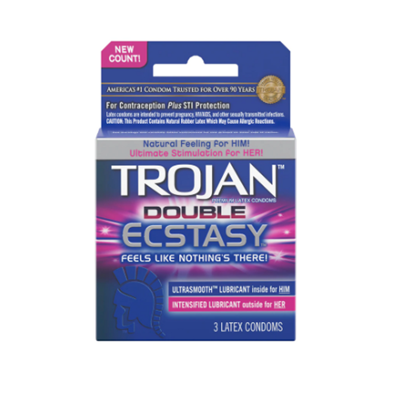 Trojan Double Ecstasy Lubricated Latex Condoms - 3 pk