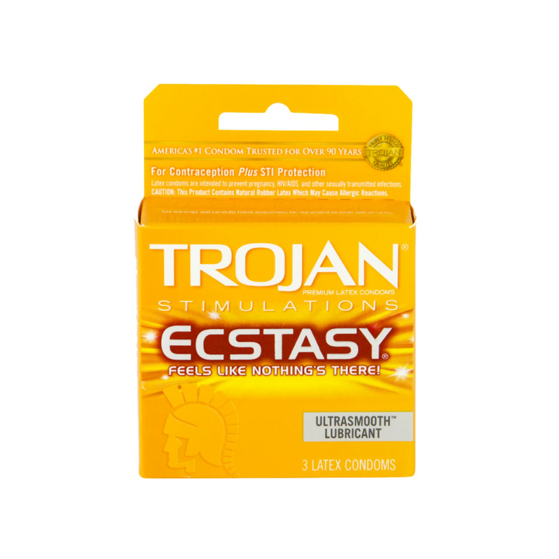 Trojan Ultra Ribbed Ecstacy Lubricated Condoms 3 pk