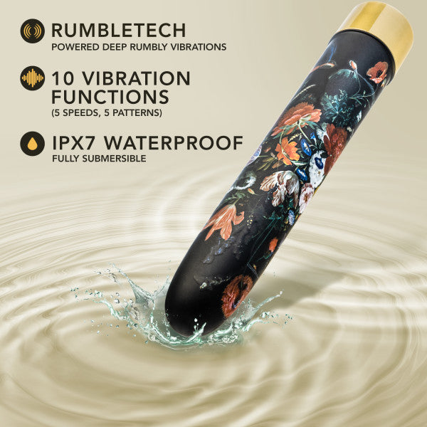 The Collection Bountiful - 7 Inch Rechargeable Vibe - Black Floral