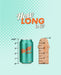 Graphic showing a can of "Betty soda" and a CalExotics Wave Rider Foam Short, Girthy 4.75 Inch Liquid Silicone Dildo, comparing their heights with measurements indicated. The background is a textured green with white dots and the text "how long