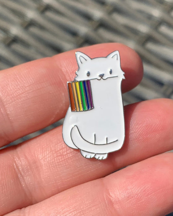 White Cat Pride Flag Pin - LGBTQ+ Pride