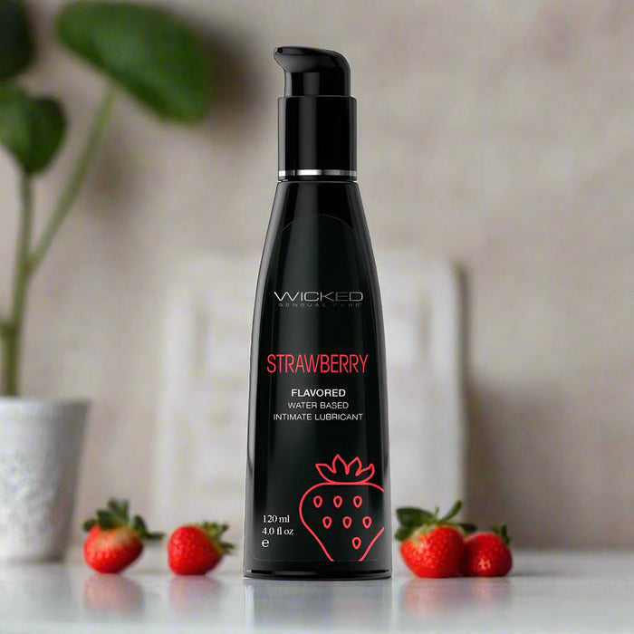 Wicked Aqua Strawberry Flavored Water Based Lubricant 4 Oz