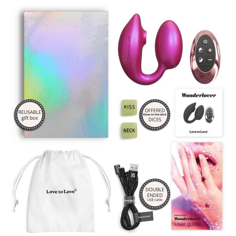 Wonderlover Hands Free Clitoral and G-Spot Vibrator with Remote - Pink