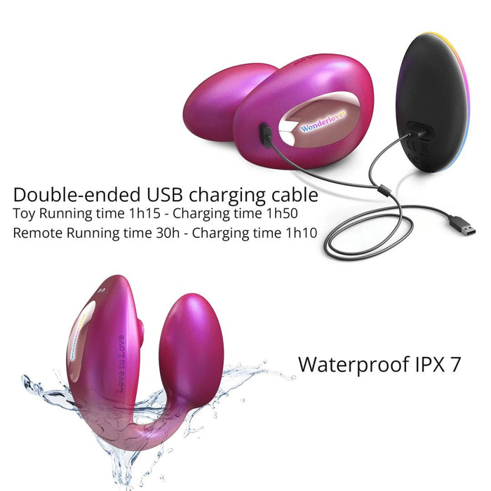 Wonderlover Hands Free Clitoral and G-Spot Vibrator with Remote - Pink