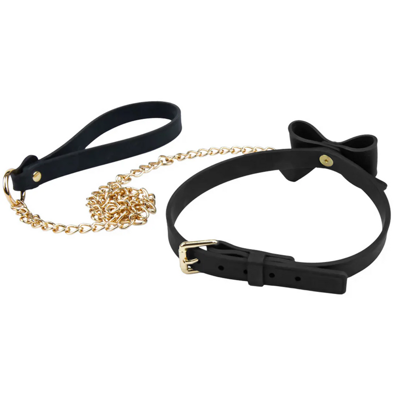 Temptasia Ardor - Silicone Collar & Leash - Black with Bow