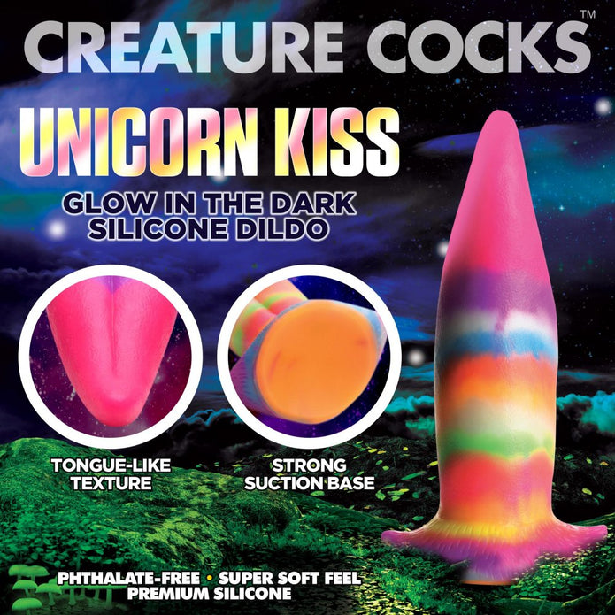 Unicorn Kiss Unicorn Tongue Glow-in-the-dark 8.5 Inch Silicone Dildo