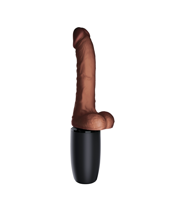 King Cock Plus 7.5 Inch Thrusting Heating Cock with Balls - Chocolate