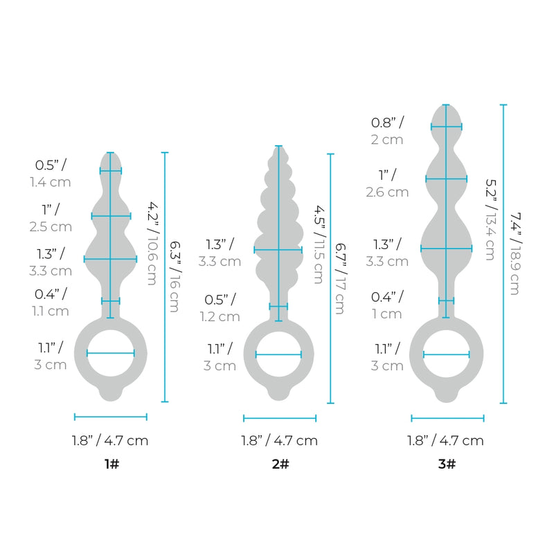 b-Vibe Beaded Butties 3 Piece Anal Plug Set