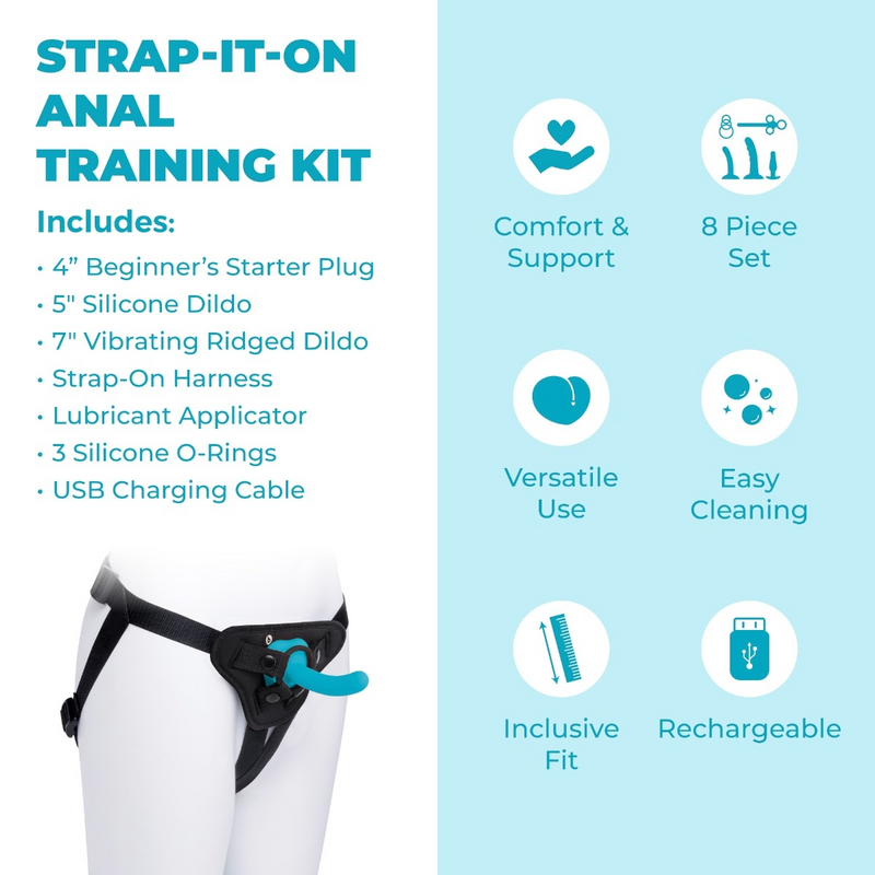 b-Vibe Strap-It-On Anal Training Kit with Harness & Silicone Dildos