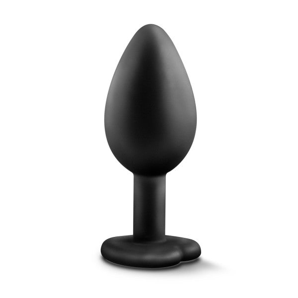Bling Small Black Gem Heart Tipped Silicone Butt Plug