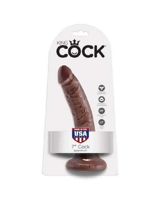 King Cock 7 Inch Suction Cup Dildo - Chocolate