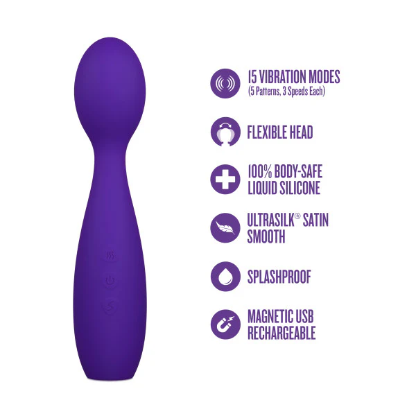 Purple UltraSilk® satin-smooth silicone vibrator with a flexible neck and broad head.