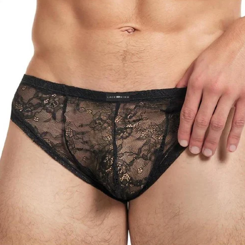 Black Lace Low Rise Brazilian Bikini