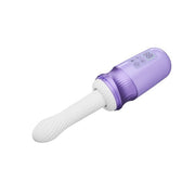 Violet Vixen purple warming thrusting vibrator with white UltraSilk® shaft and digital display.