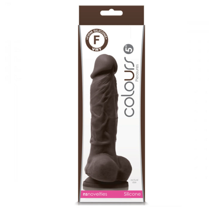 Colours Dual Density 5 Inch Silicone Dildo - Dark Chocolate