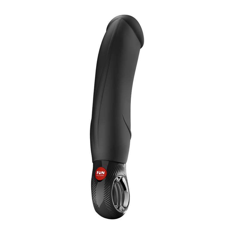 Black, curved silicone G-spot vibrator with a realistic design and a red Fun Factory logo on the base.