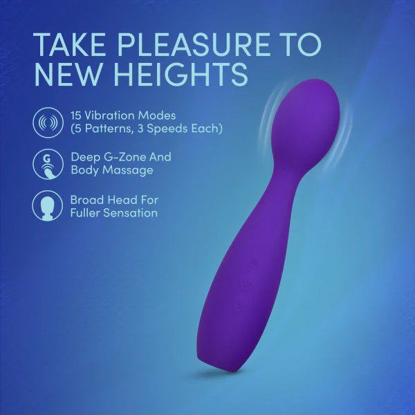 Purple UltraSilk® satin-smooth silicone vibrator with a flexible neck and broad head.