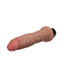 The Dr. Webber 9.75 Inch Vibrating Silicone Dildo features a realistic, flesh-toned look with a lifelike feel and textured, flexible shaft, designed to closely resemble a penis. Shown against a plain white background.