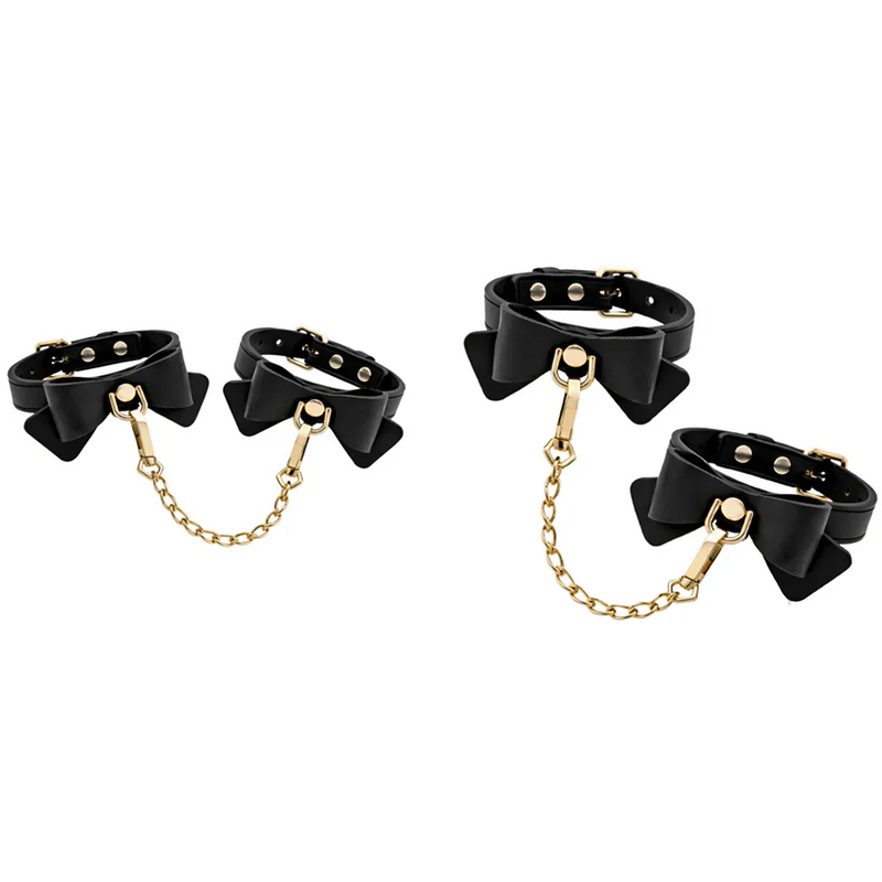 Temptasia Ardor - Silicone Wrist & Ankle Restraints - Black with Bow