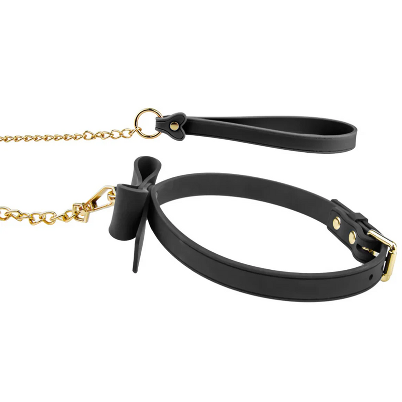 Temptasia Ardor - Silicone Collar & Leash - Black with Bow